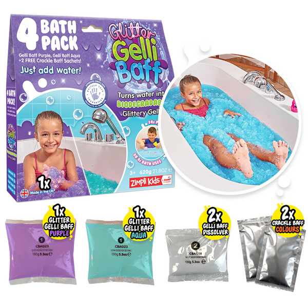 Gelli Baff Pack de Baño Glitter Morado Turquesa