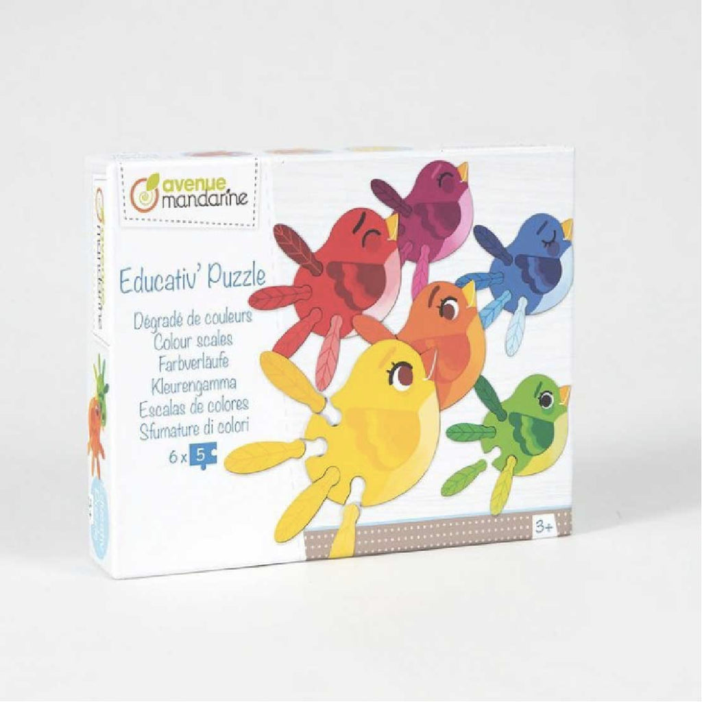 Puzzle educativo Pájaros de escala de colores