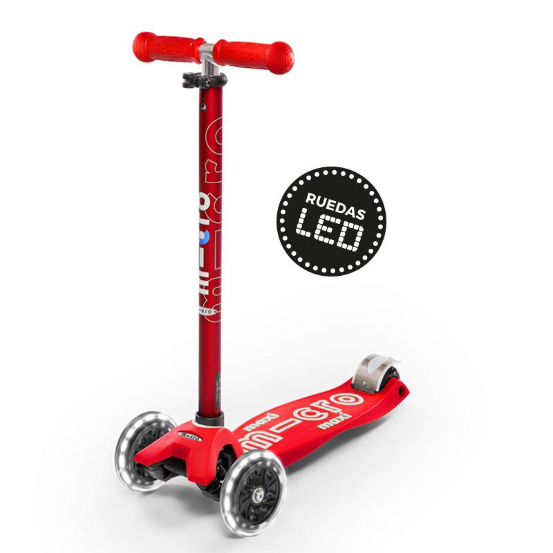 Scooter Micro Maxi Deluxe LED Rojo