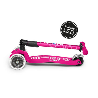 Scooter Micro Maxi Deluxe Plegable LED Rosado Fuerte