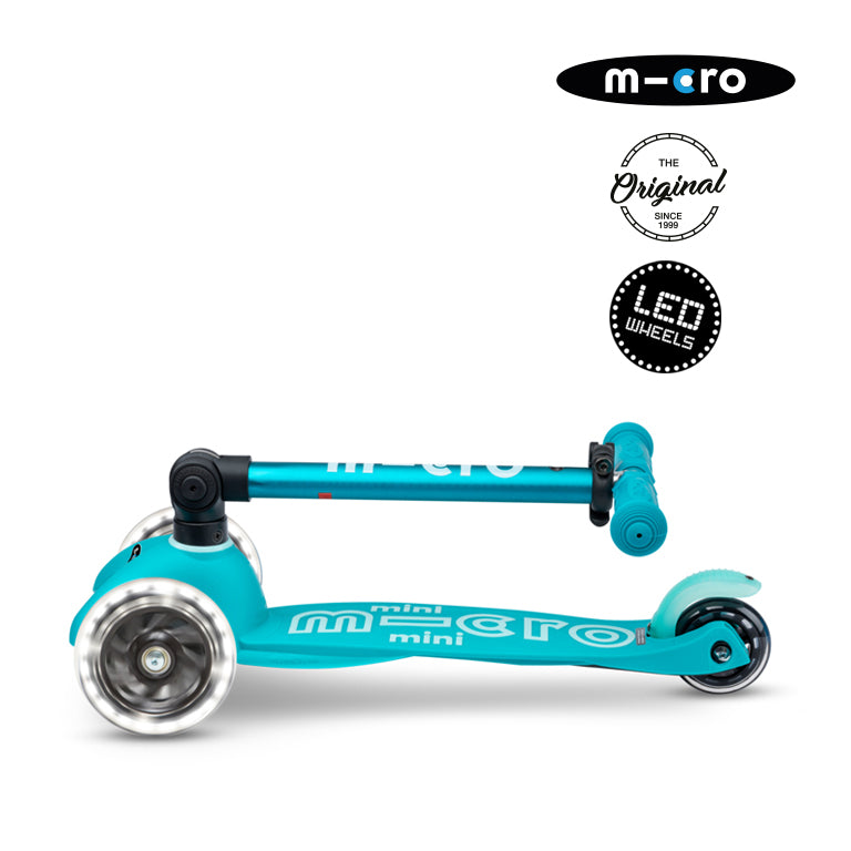 Scooter Micro Mini Deluxe LED Plegable Aqua