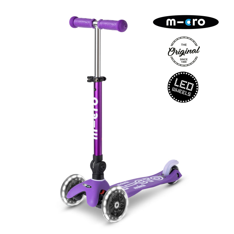 Scooter Micro Mini Deluxe LED Plegable Morado