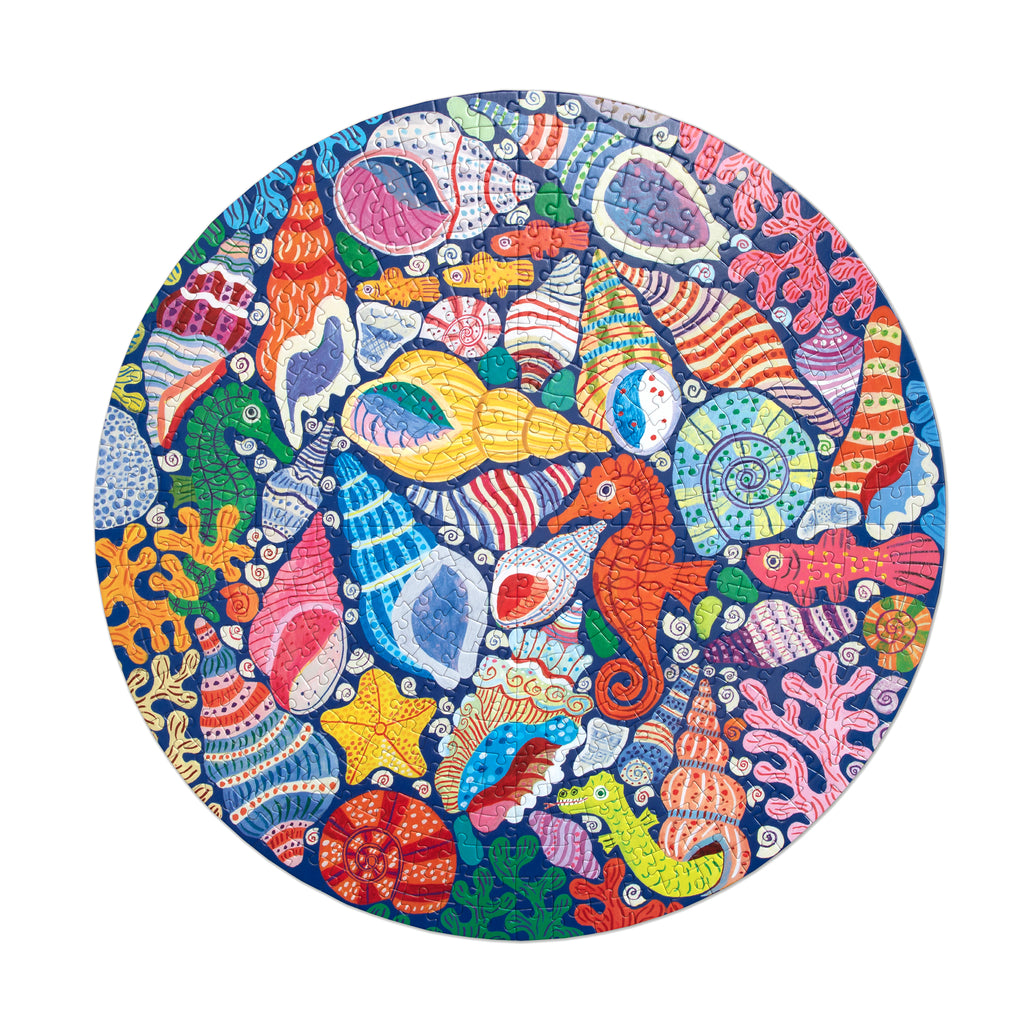 Puzzle redondo 500 piezas Caballitos de mar, conchas y coral
