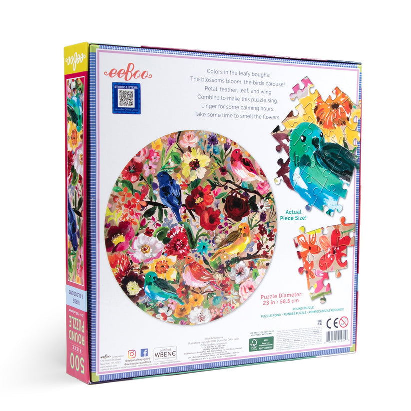 Puzzle redondo 500 piezas Birds & Blossoms