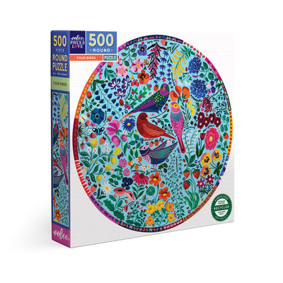 Puzzle redondo 500 piezas Cuatro pájaros