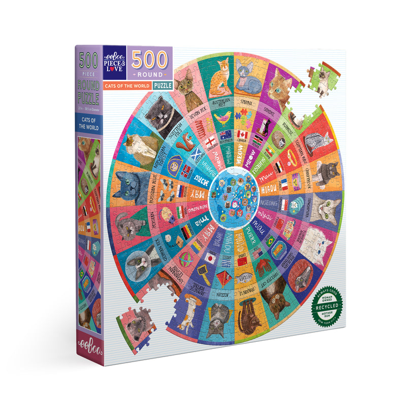 Puzzle redondo 500 piezas Gatos del mundo