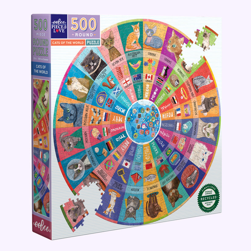 Puzzle redondo 500 piezas Gatos del mundo