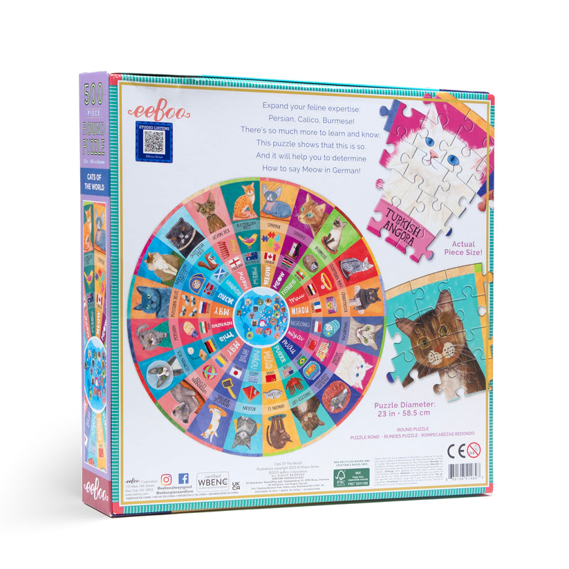 Puzzle redondo 500 piezas Gatos del mundo