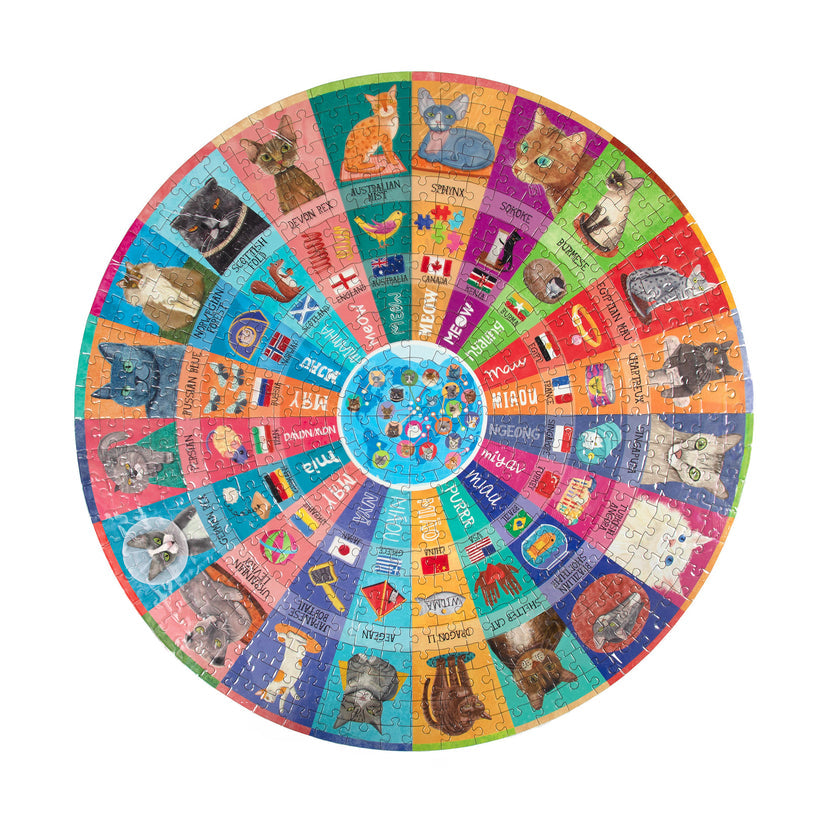 Puzzle redondo 500 piezas Gatos del mundo