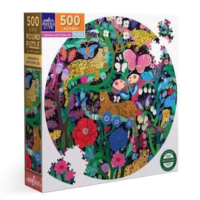 Puzzle redondo 500 piezas Jaguars and Butterflies