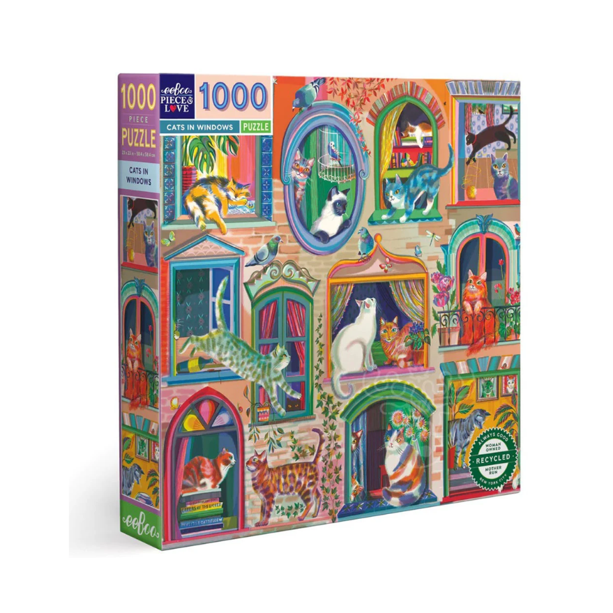 Puzzle 1000 piezas: Gatos en la ventana