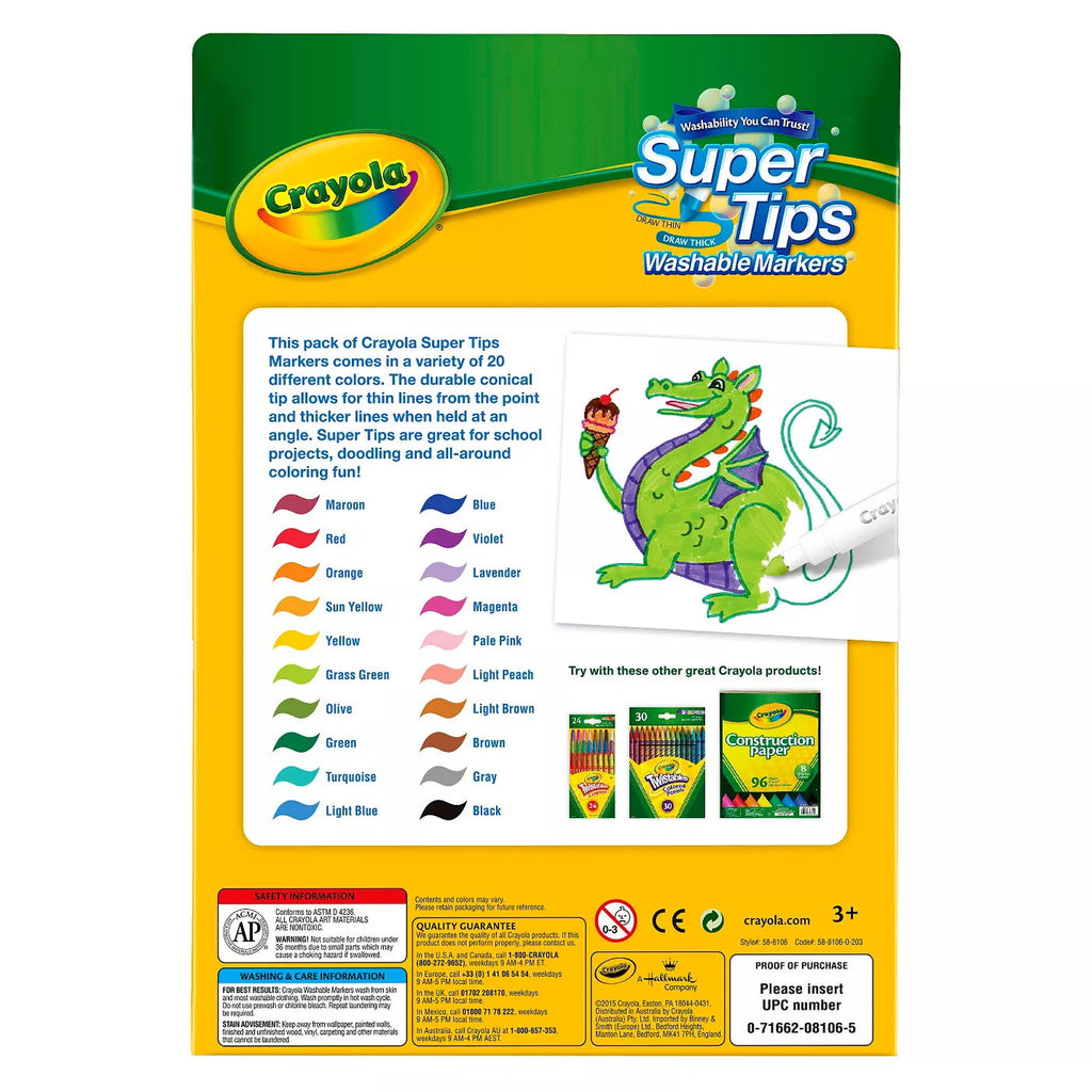 Marcadores Crayola lavables súper tips (20)