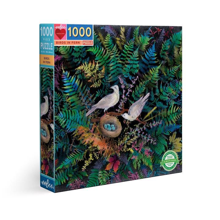 Puzzle 1000 piezas: Pájaros en Helechos