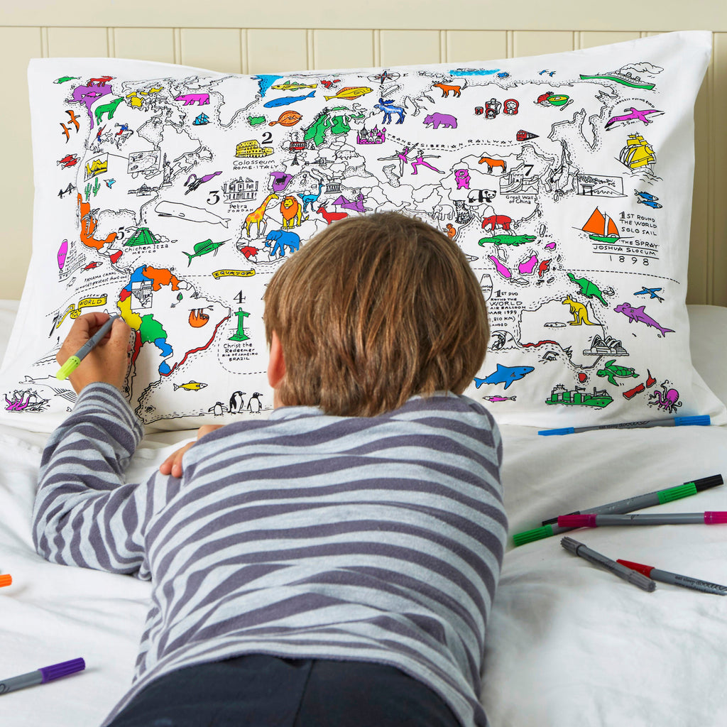 Funda de Almohada para pintar Mapa del Mundo
