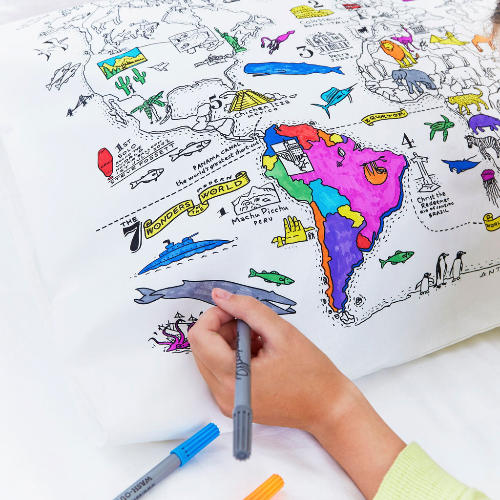Funda de Almohada para pintar Mapa del Mundo