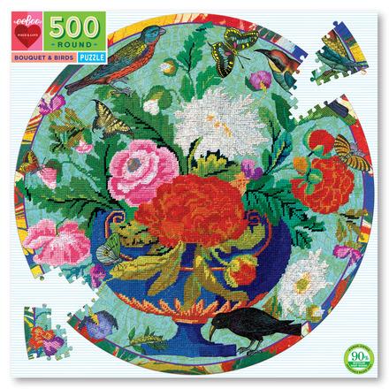 Puzzle redondo 500 piezas Bouquet y Pájaros